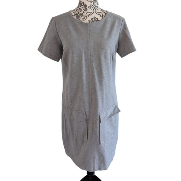 Banana Republic Ponte Pocket Shift Dress Light Grey Crew Neck Women's Medium - Picture 4 of 15